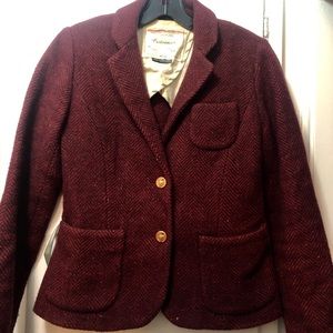 Vintage Anthropology Burgundy Wool Blazer
